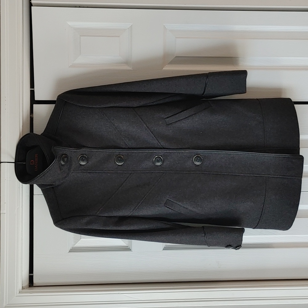 Marcona Wool Blend Pea Coat Charcoal Grey Size Small